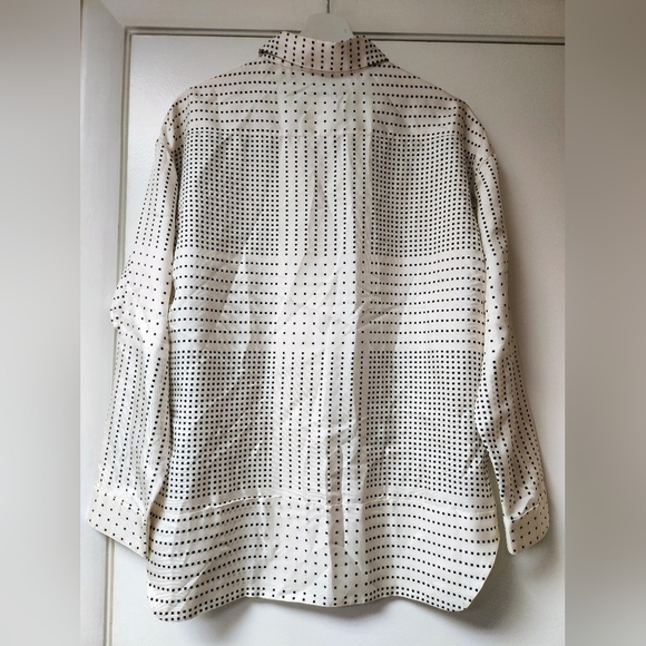 YVES SAINT LAURENT VINTAGE BLACK AND WHITE CUBES ASYMMETRICAL CUT SHIRT SIZE 12 - Picture 12 of 14